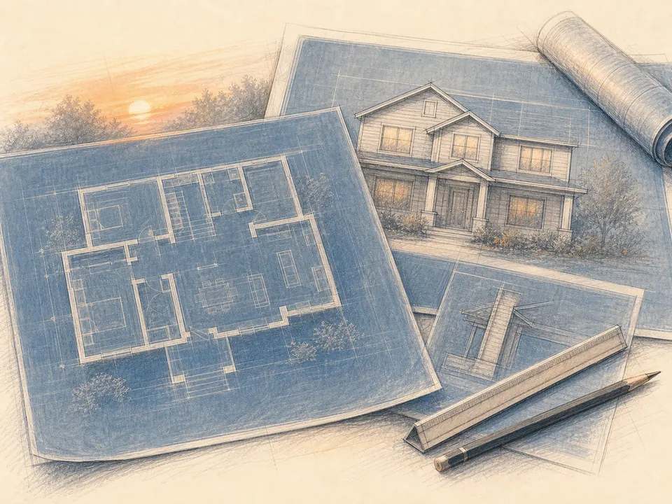 Architectural blueprints showing a clear plan for the home